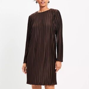 LOFT Brown Pleated Mini Dress